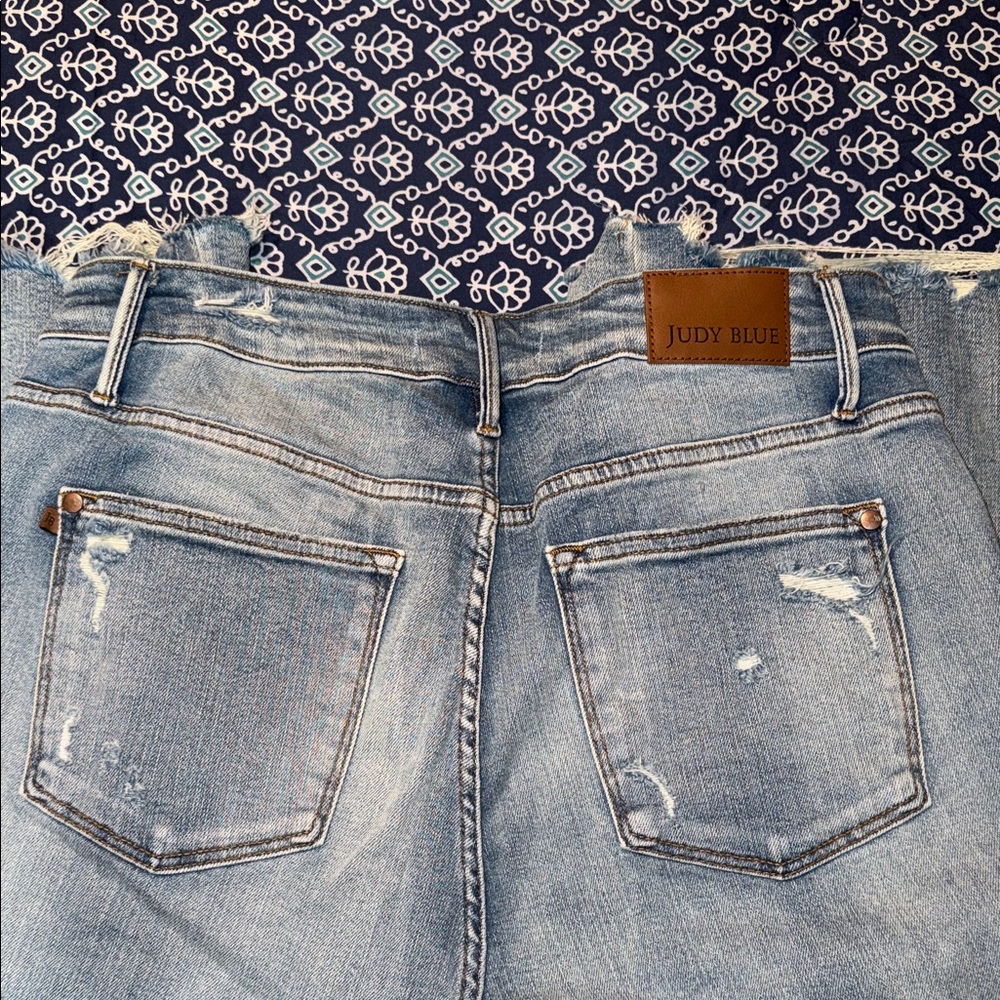 Judy Blue Light Wash Distressed Flare Jeans - Picture 5 of 5
